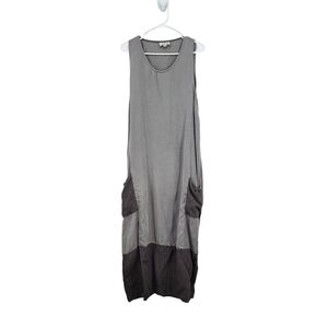 Cachaca Women's Tencel Peasant Colorblock Maxi Lagenlook Dress - M